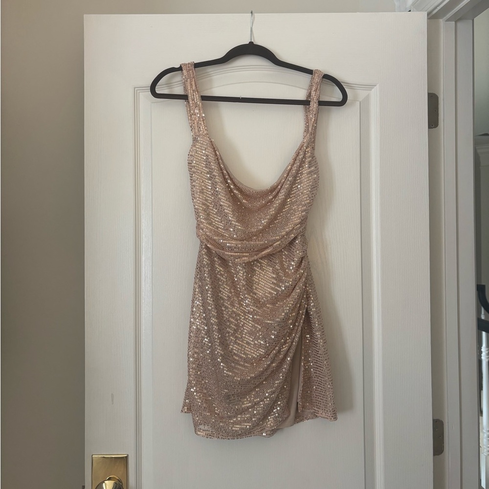 Lucy in the Sky Rose Gold Sequin Mini Dress